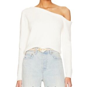 Superdown Ravie One Shoulder Sweater in White medium